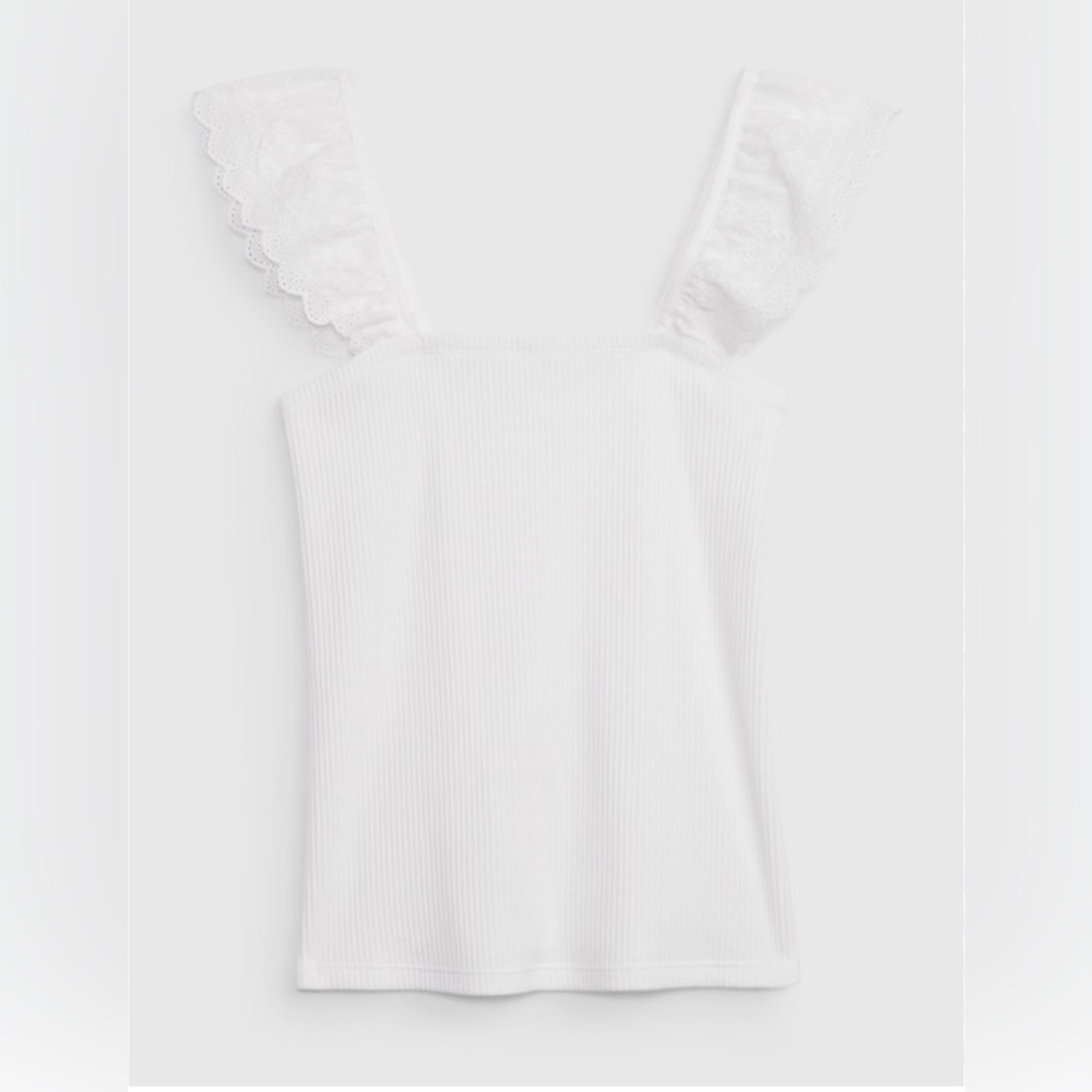 GAP Rib Eyelet Flutter Sleeve Tank Top XL